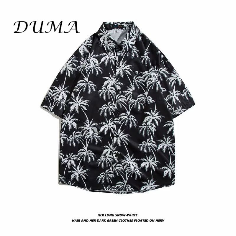 "DUMA"Hawaii Flower shirt Man Short sleeve Summer "Loose" Vacation Beach shirt