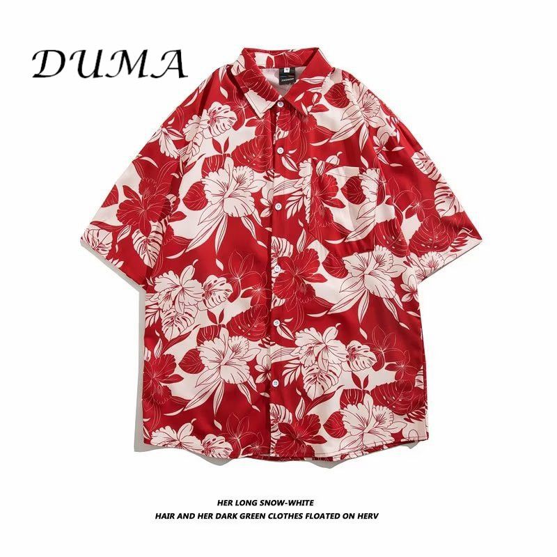 "DUMA"Hawaii Flower shirt Man Short sleeve Summer "Loose" Vacation Beach shirt