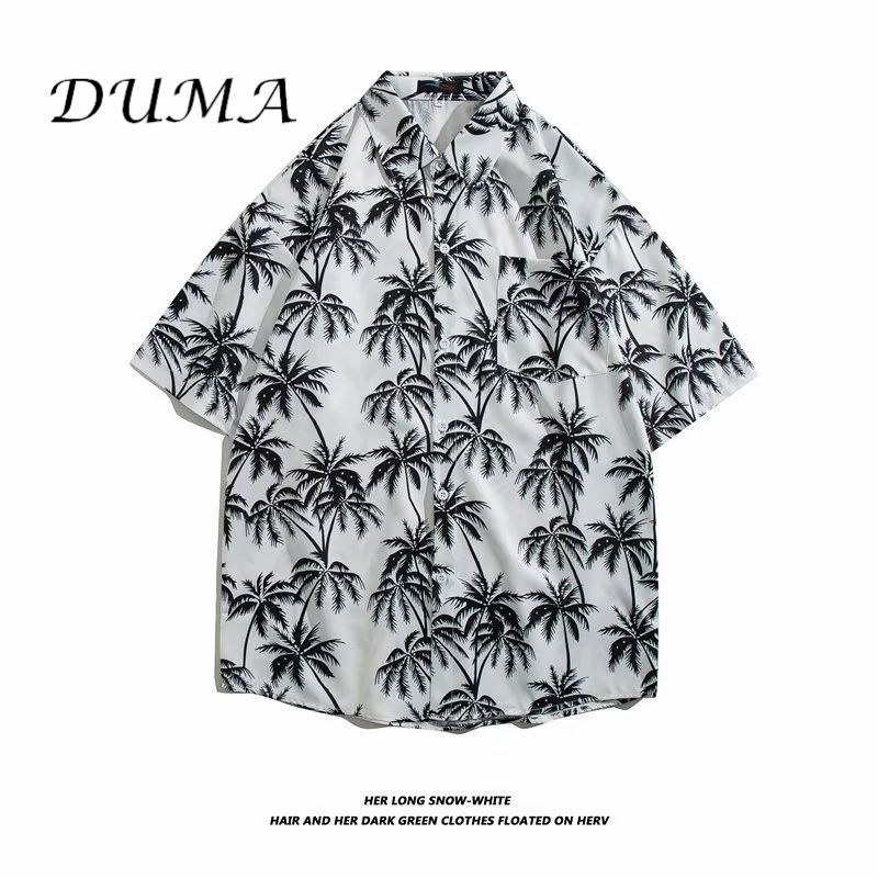 "DUMA"Hawaii Flower shirt Man Short sleeve Summer "Loose" Vacation Beach shirt