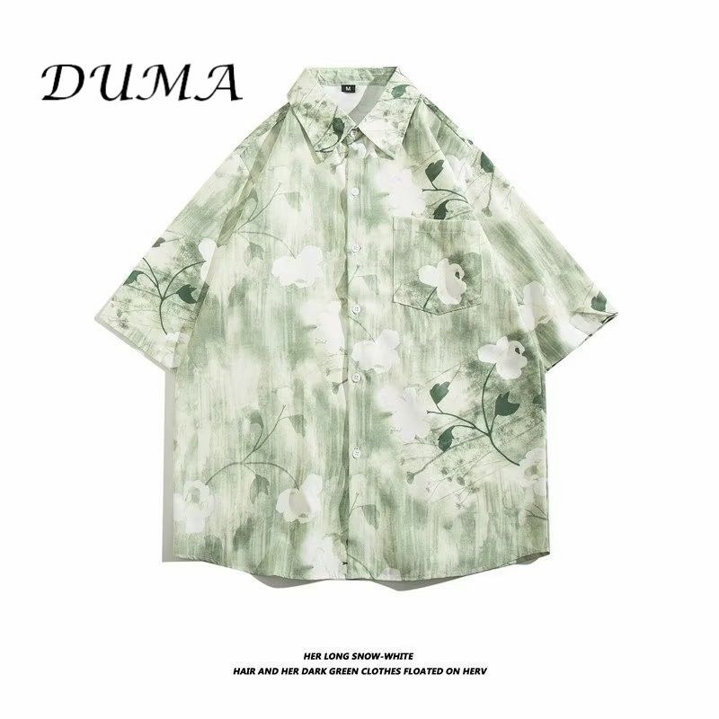 "DUMA"Hawaii Flower shirt Man Short sleeve Summer "Loose" Vacation Beach shirt
