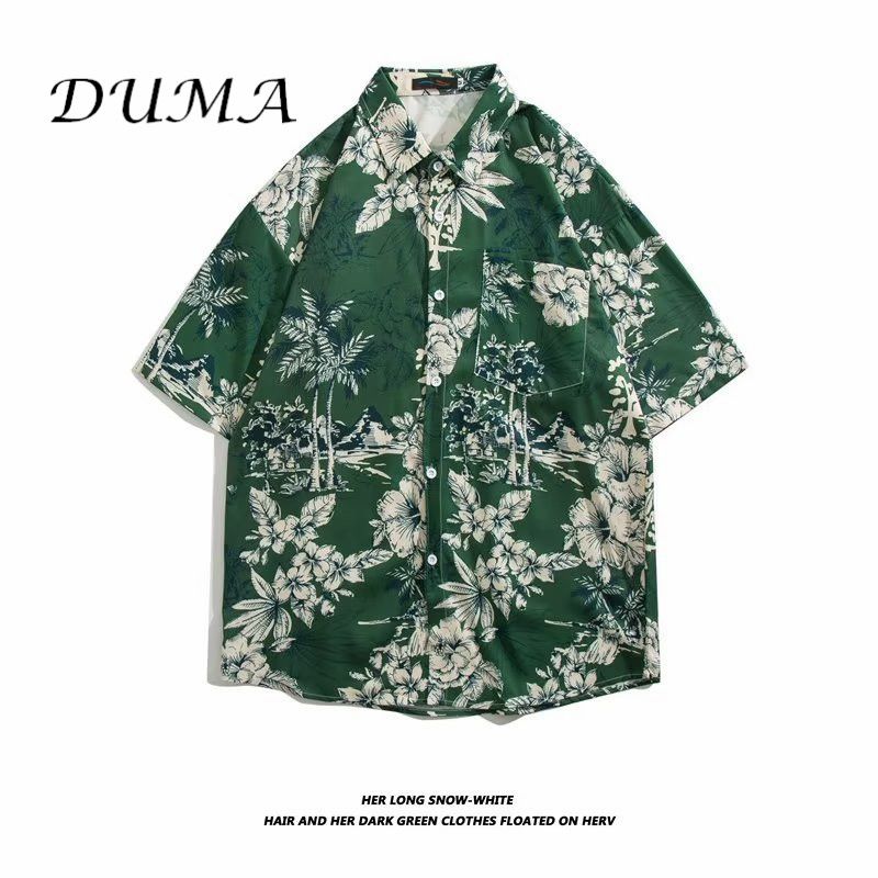 "DUMA"Hawaii Flower shirt Man Short sleeve Summer "Loose" Vacation Beach shirt