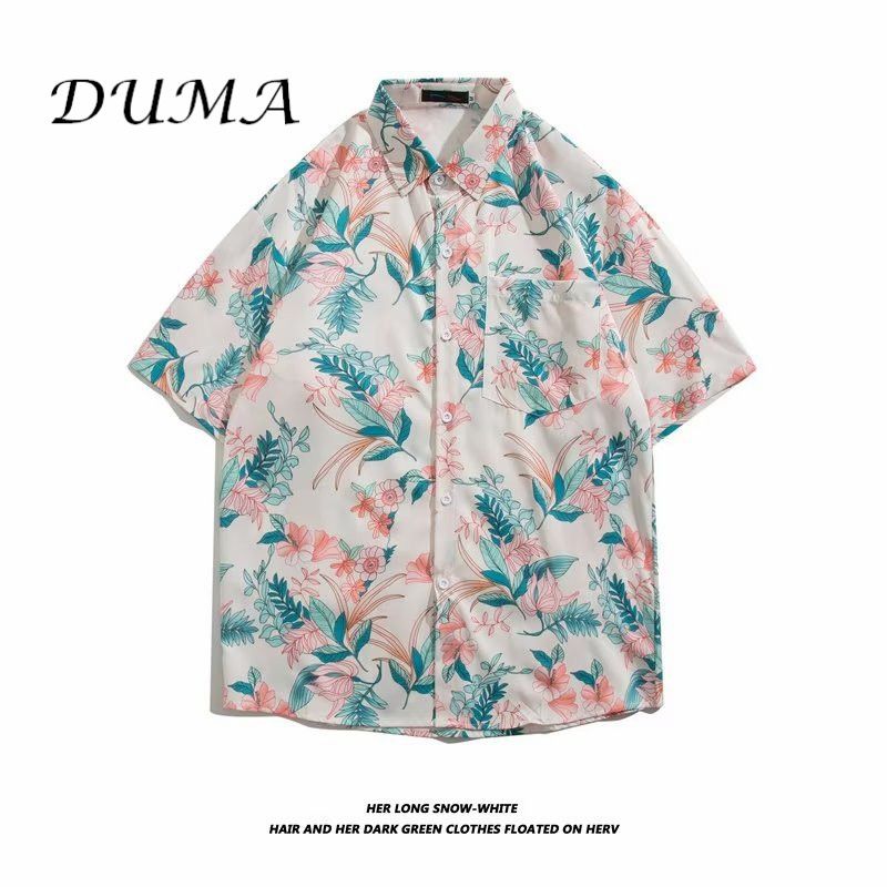 "DUMA"Hawaii Flower shirt Man Short sleeve Summer "Loose" Vacation Beach shirt
