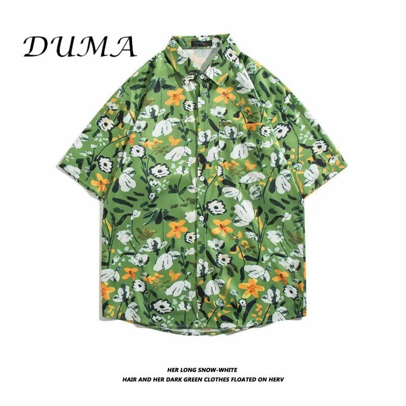 "DUMA"Hawaii Flower shirt Man Short sleeve Summer "Loose" Vacation Beach shirt