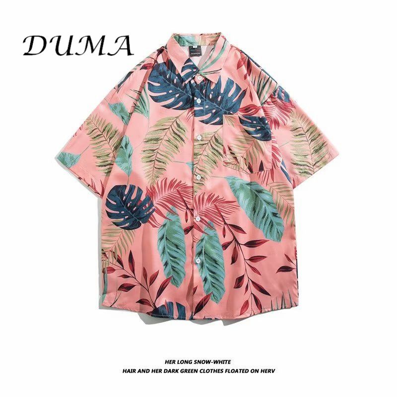 "DUMA"Hawaii Flower shirt Man Short sleeve Summer "Loose" Vacation Beach shirt