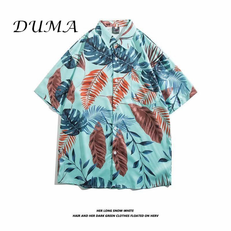"DUMA"Hawaii Flower shirt Man Short sleeve Summer "Loose" Vacation Beach shirt
