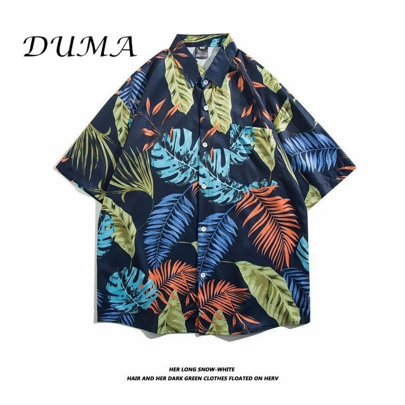 "DUMA"Hawaii Flower shirt Man Short sleeve Summer "Loose" Vacation Beach shirt
