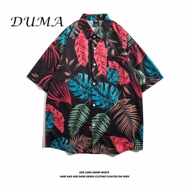 "DUMA"Hawaii Flower shirt Man Short sleeve Summer "Loose" Vacation Beach shirt