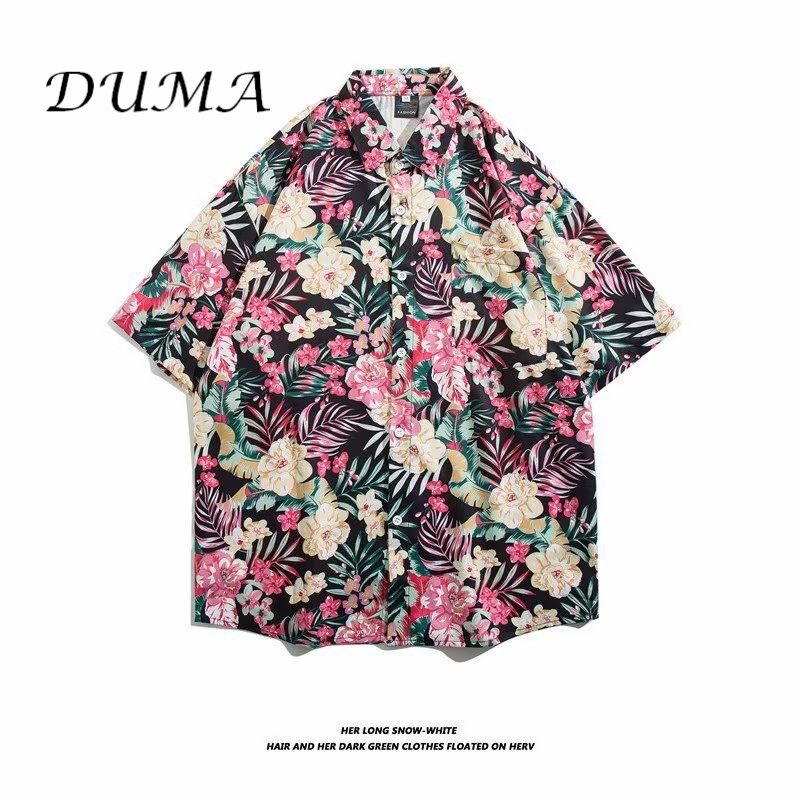 "DUMA"Hawaii Flower shirt Man Short sleeve Summer "Loose" Vacation Beach shirt