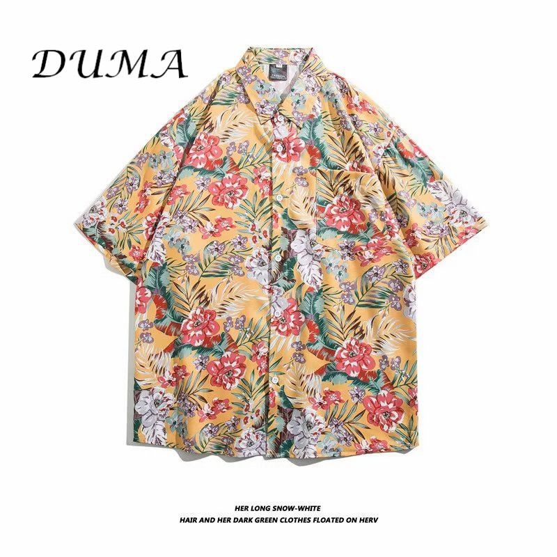 "DUMA"Hawaii Flower shirt Man Short sleeve Summer "Loose" Vacation Beach shirt