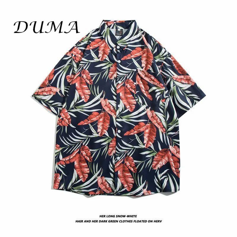 "DUMA"Hawaii Flower shirt Man Short sleeve Summer "Loose" Vacation Beach shirt