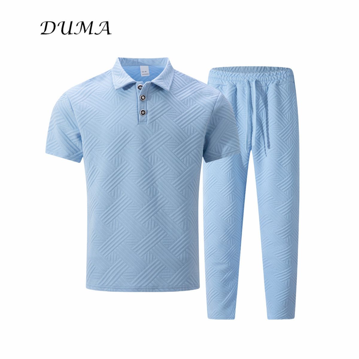 "DUMA"Summer Man Solid color Jacquard short-sleeved POLO shirt + trousers Two-piece set