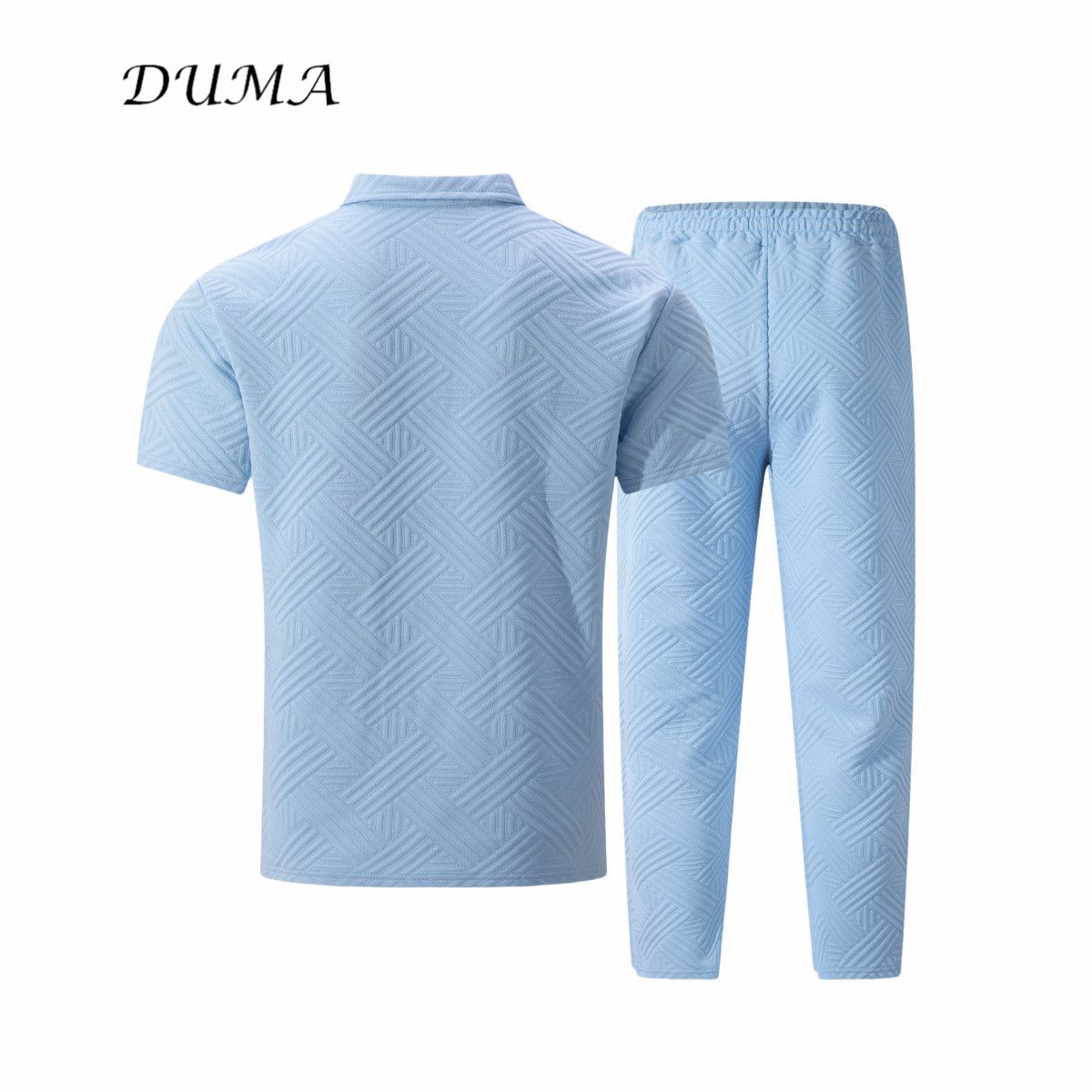 "DUMA"Summer Man Solid color Jacquard short-sleeved POLO shirt + trousers Two-piece set