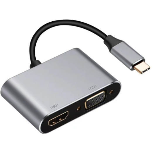 1PC USB C Hub 4 in 1 Type C 3.0 Adapter to 4K HDMI HDTV VGA USB 3.0 PD Fast Charge Splitter for MacBook Notebook Laptop Computer