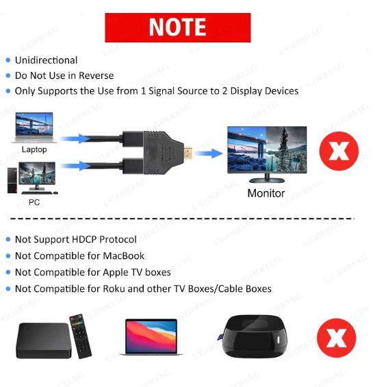 1PC HDMI-Compatible to Dual HDTV Adapter 1 to 2 HD Male to Two HD Female Adapter Splitter Video/Audio Splitter for HDTV