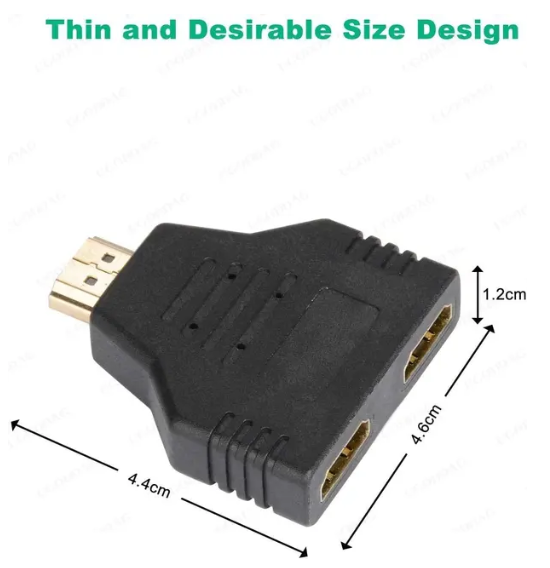 1PC HDMI-Compatible to Dual HDTV Adapter 1 to 2 HD Male to Two HD Female Adapter Splitter Video/Audio Splitter for HDTV