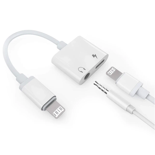 1PC Lightning Audio OTG Adapter For iPhone 14 13 12 11 Pro Max Aux Jack Headphone 3.5 mm To Headphone Charger Splitter Converter