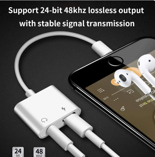 1PC Lightning Audio OTG Adapter For iPhone 14 13 12 11 Pro Max Aux Jack Headphone 3.5 mm To Headphone Charger Splitter Converter
