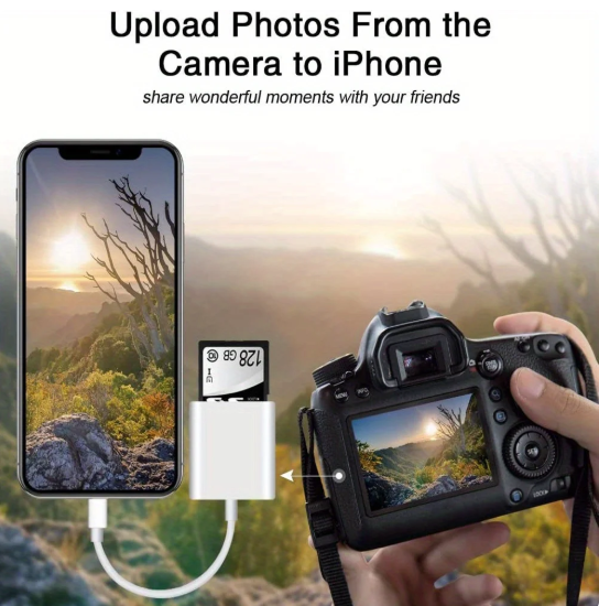 1PC For iPhone Card Reader Memory Card Adapter for iphone 14 13 12 8Pin To SD TF Camera Card Reader Data Converter OTG Data Cable