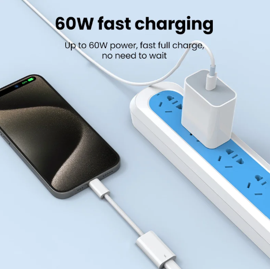 1PC 60W Lightning To Type C Cable Adapter OTG For iPhone 15 iPad Fast Charging Transfer For iOS Female To USB C Male Converter