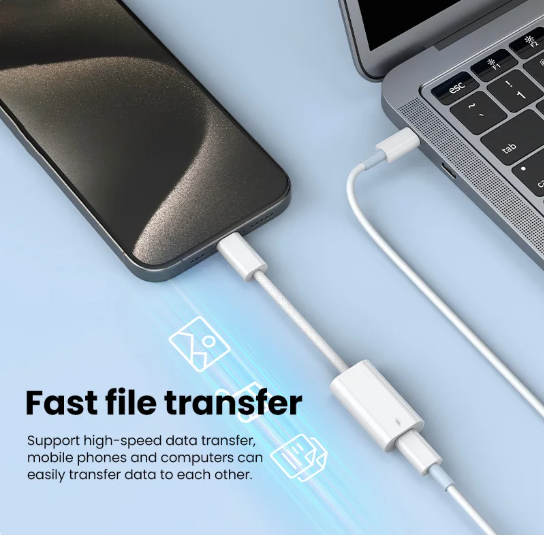 1PC 60W Lightning To Type C Cable Adapter OTG For iPhone 15 iPad Fast Charging Transfer For iOS Female To USB C Male Converter