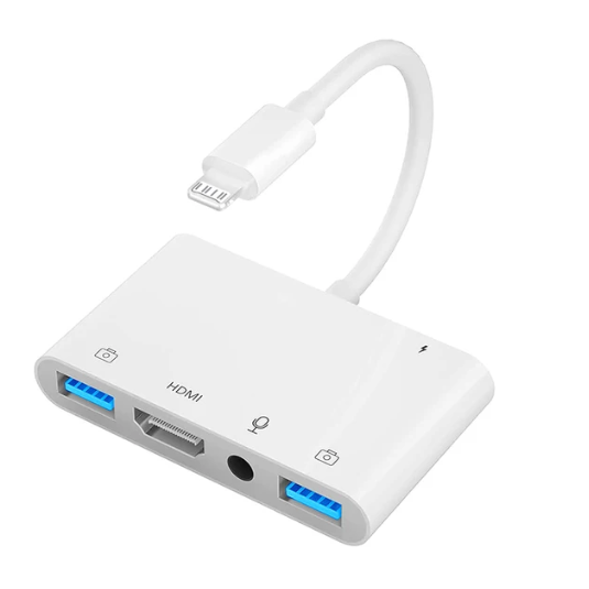 1PC Lightning to HDMI Digital Av Adapter Dual USB/OTG Hub for iPhone/iPad to 1080p TV Mic Audio For Live-Stream Converter