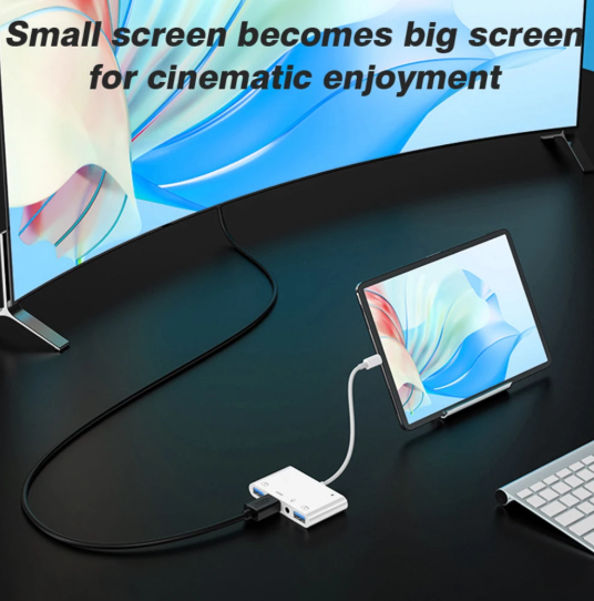 1PC Lightning to HDMI Digital Av Adapter Dual USB/OTG Hub for iPhone/iPad to 1080p TV Mic Audio For Live-Stream Converter