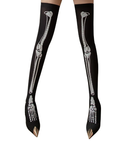 1Pair/3Pairs Sexy Silk Tights Skull Print Pantyhose Cosplay Party Women's Stockings
