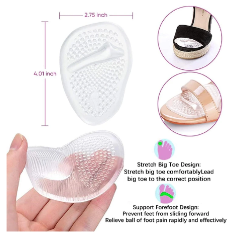 1/2 Pairs High Heel Inserts Gel Insoles for Women, Soft Foot Pads Ball Foot Cushions for Foot Pain Relief and Comfort Shoe Inserts Feet Protectors