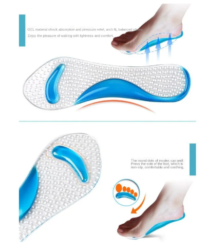 1Pair Orthopedic Insoles for Women Shoes Flat Feet Arch Silicone Insoles