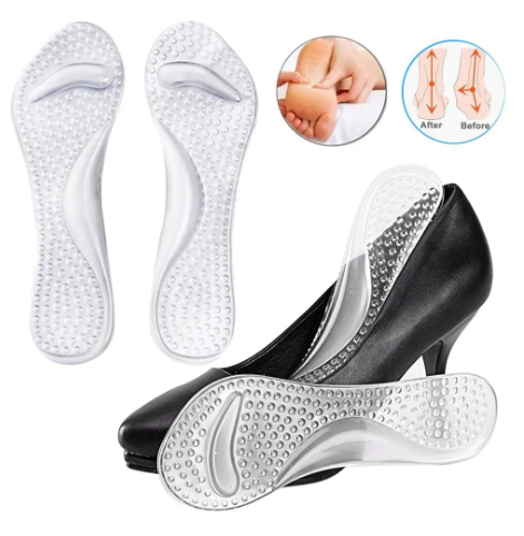1Pair Orthopedic Insoles for Women Shoes Flat Feet Arch Silicone Insoles
