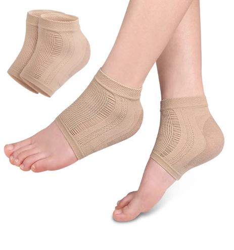 1Pair Gel Silicone Heel Protector Pads Support Feet Care Half-yard Sock