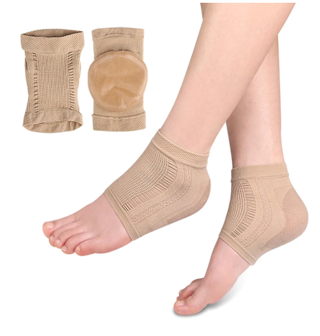 1Pair Gel Silicone Heel Protector Pads Support Feet Care Half-yard Sock