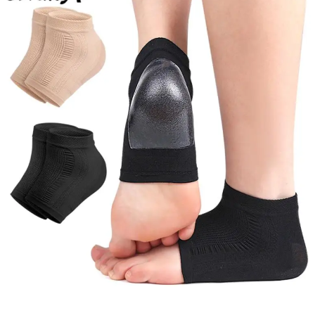 1Pair Gel Silicone Heel Protector Pads Support Feet Care Half-yard Sock
