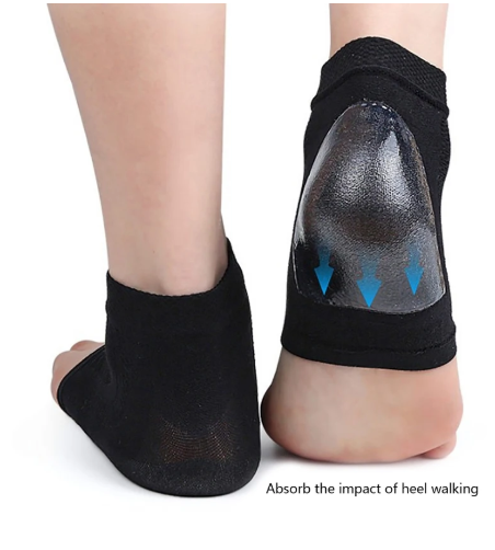 1Pair Gel Silicone Heel Protector Pads Support Feet Care Half-yard Sock