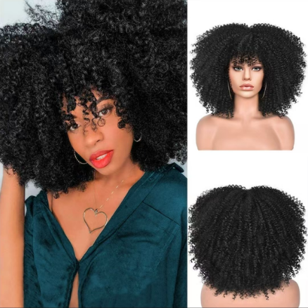 1PC New Wig Women's Short Curly Hair African Small Curly Hair European and American Explosion Head Wig Wigs Rose Net Chemical Fiber Headset