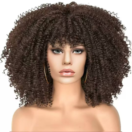 1PC New Wig Women's Short Curly Hair African Small Curly Hair European and American Explosion Head Wig Wigs Rose Net Chemical Fiber Headset