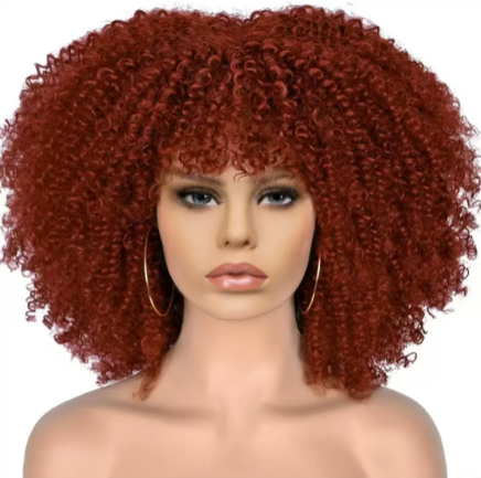 1PC New Wig Women's Short Curly Hair African Small Curly Hair European and American Explosion Head Wig Wigs Rose Net Chemical Fiber Headset