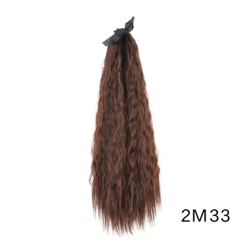 1PC Strap Corn Perm Ponytail Braid Fake Ponytail Female Long Hair Small Curly Wavy High Ponytail