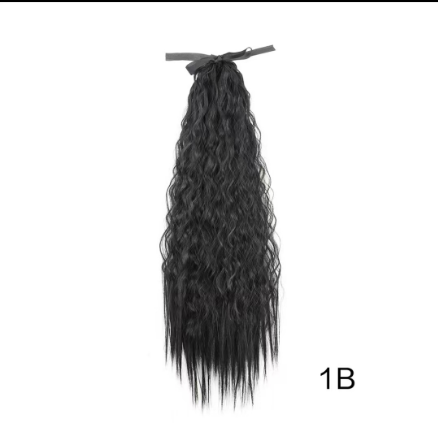 1PC Strap Corn Perm Ponytail Braid Fake Ponytail Female Long Hair Small Curly Wavy High Ponytail