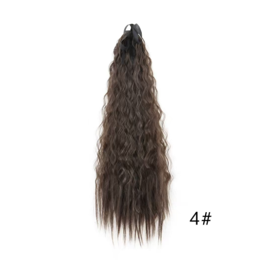 1PC Strap Corn Perm Ponytail Braid Fake Ponytail Female Long Hair Small Curly Wavy High Ponytail