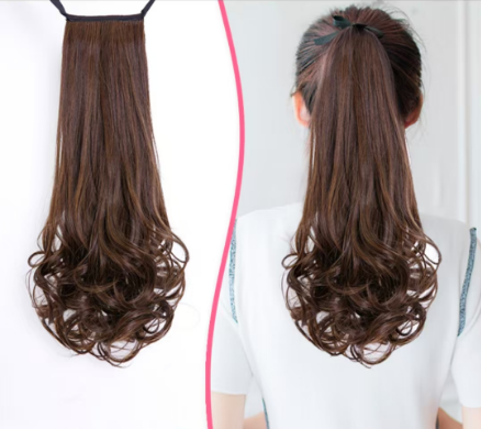 1PC Wig Ponytail Female Long Curly Hair Pear Blossom Fake Ponytail Big Wave Wig Piece