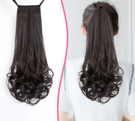 1PC Wig Ponytail Female Long Curly Hair Pear Blossom Fake Ponytail Big Wave Wig Piece