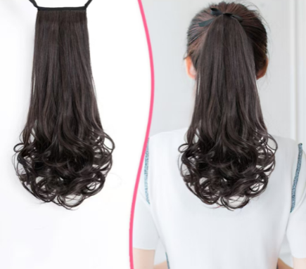 1PC Wig Ponytail Female Long Curly Hair Pear Blossom Fake Ponytail Big Wave Wig Piece
