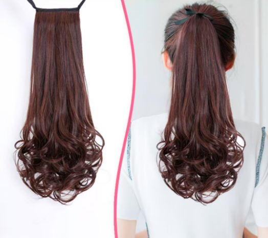 1PC Wig Ponytail Female Long Curly Hair Pear Blossom Fake Ponytail Big Wave Wig Piece