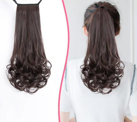 1PC Wig Ponytail Female Long Curly Hair Pear Blossom Fake Ponytail Big Wave Wig Piece