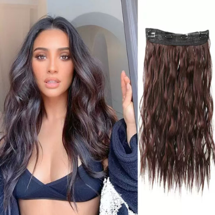 1PC Wig Female Big Wave Long Hair Fishing Line Natural No Trace Simulation Hair Patch