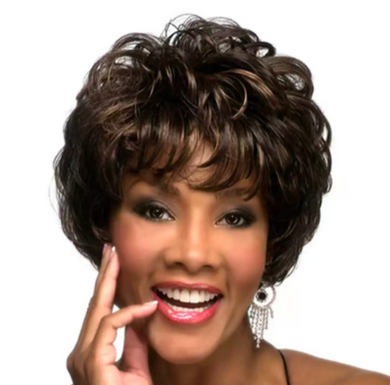 1PC Wig Female Hair Fiber Fleeciness Dyed Short Curly Hair Liu Haike Cos False Hair
