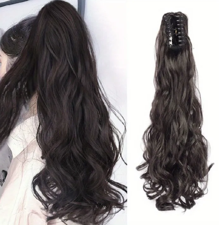 1PC Hot Wig Female Horsetail Wig Grab Clip Long Curly Hair Big Wave