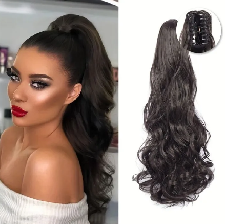 1PC Hot Wig Female Horsetail Wig Grab Clip Long Curly Hair Big Wave