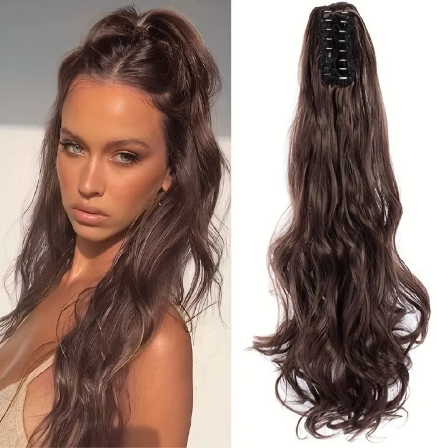 1PC Hot Wig Female Horsetail Wig Grab Clip Long Curly Hair Big Wave
